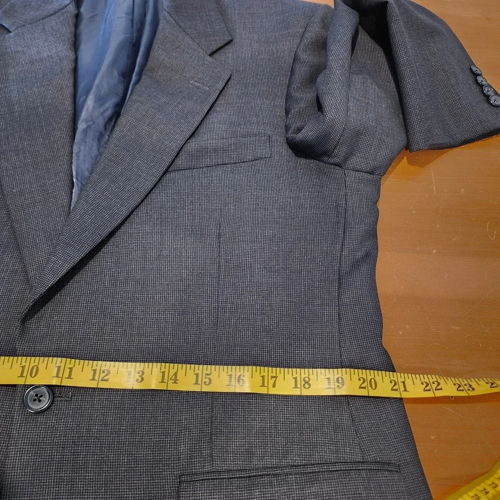 Southwick USA‎ Sharkskin Wool Suit Jacket 40R Gray Sport Coat Classic Tailored